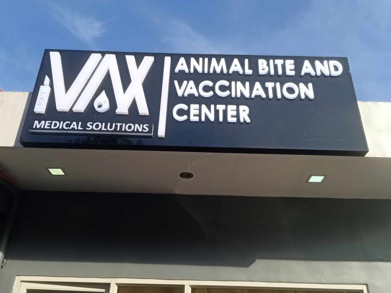 VAX animal bite and vaccination center sign