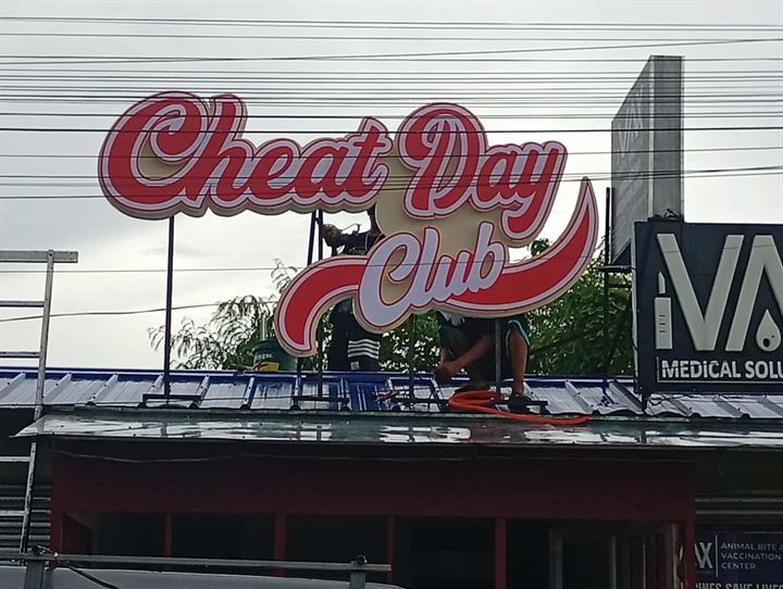 Cheat Day Club red 3D acrylic letters