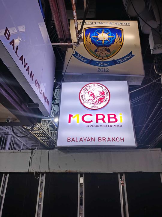MCRBI Balayan branch lightbox sign